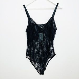 Eloquii Womens Bodysuit Black Lace Sheer Unlined Lingerie Plus Size 26 / 28 $65